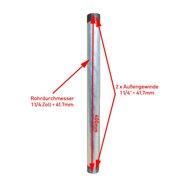 40 cm Brunnenbaurohr 1 1/4" Stahlrohr Rohr verzinkt